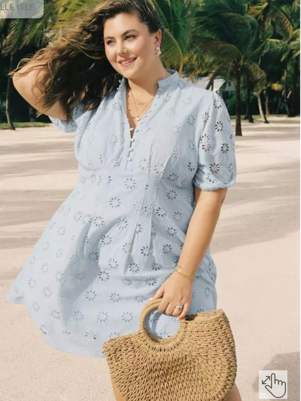 torrid Light Blue Eyelet Button-Front Mini Dress